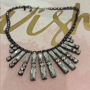 Necklace Freedom gun metal pieces to multiple rhinestone and glass strands